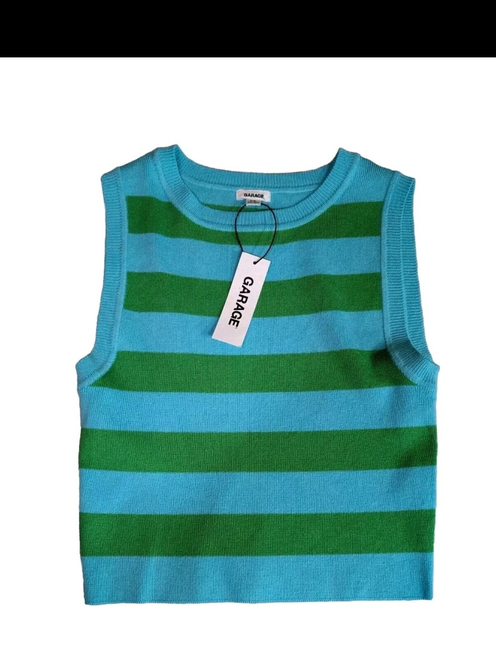 Garage Blue & Green Striped Knit Tank Top
